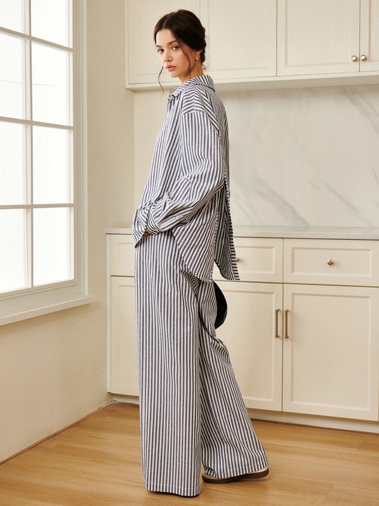 Commense Tops - *NWT* Cotton and Linen Pinstripe Loose Shirt